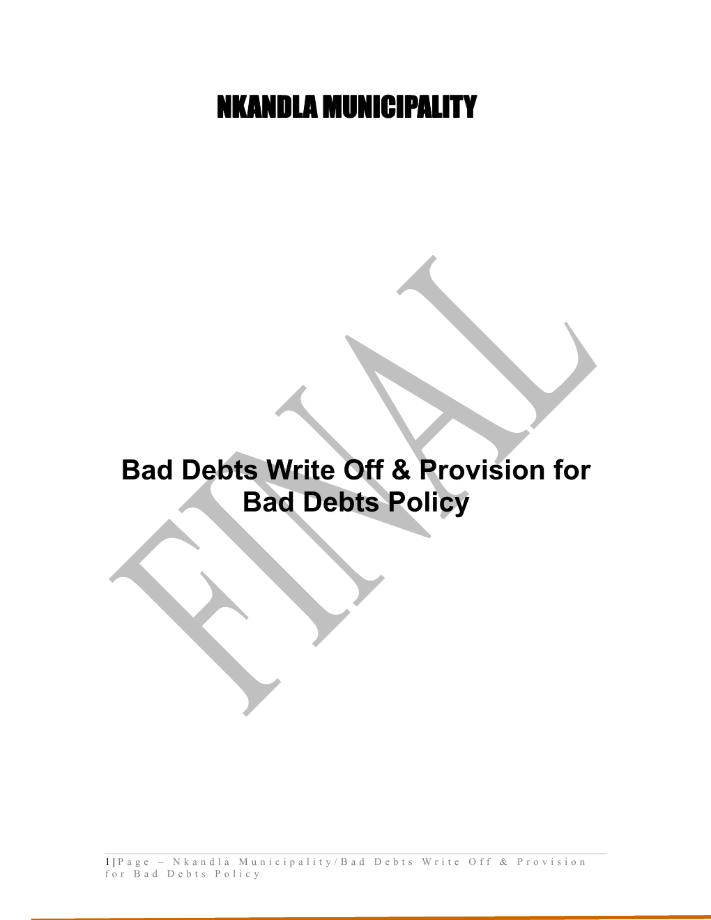 Bad Debts Write Off & Provision for Bad Debts Policy