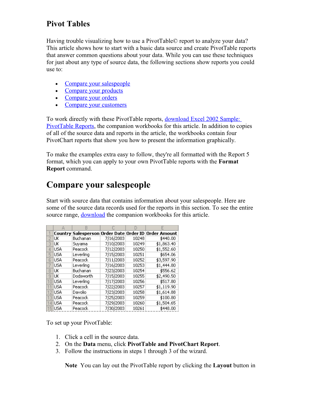 Having Trouble Visualizing How to Use a Pivottable Report to Analyze Your Data