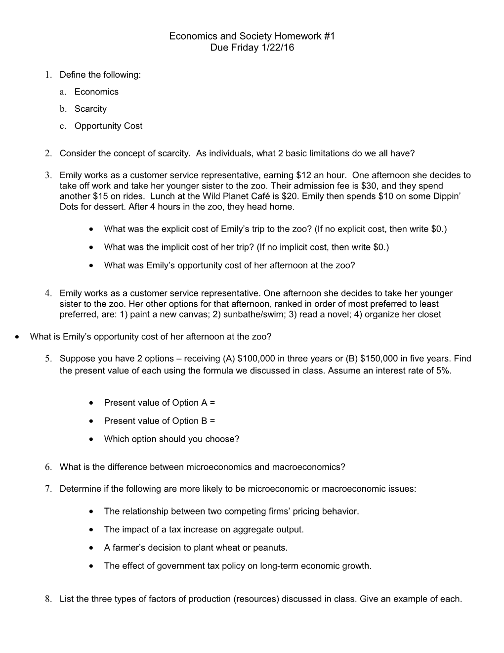 Economics and Society Homework #1