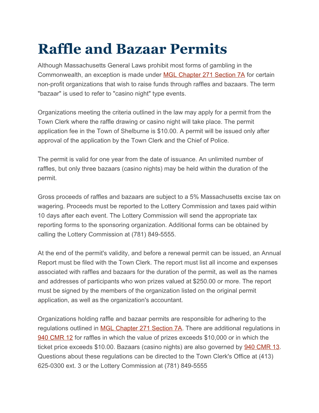 Raffle and Bazaar Permits