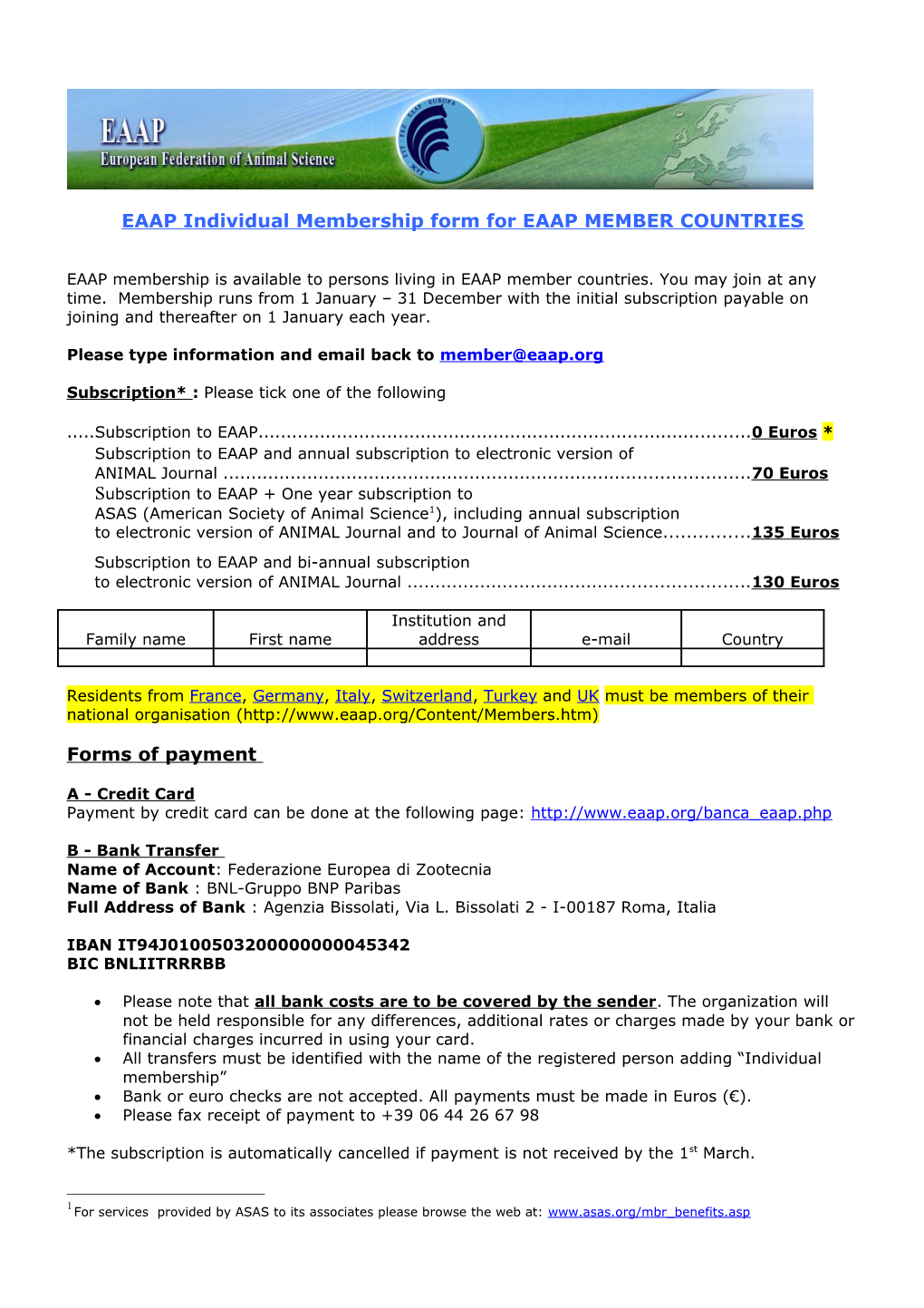 EAAP Individual Membership Form