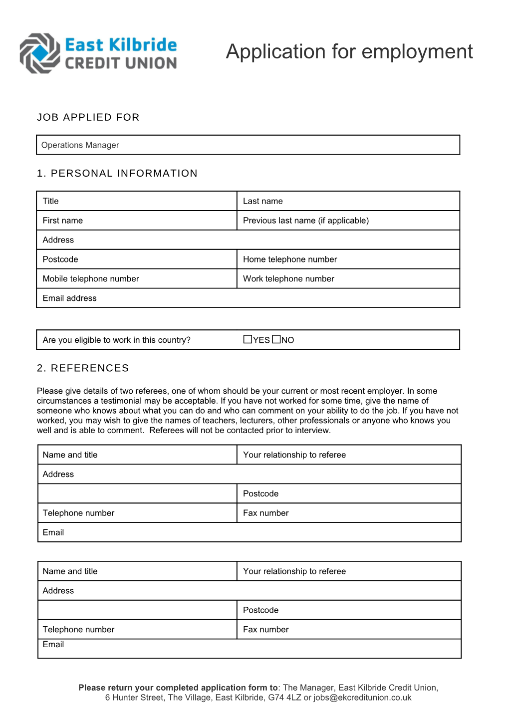 Job Applied For