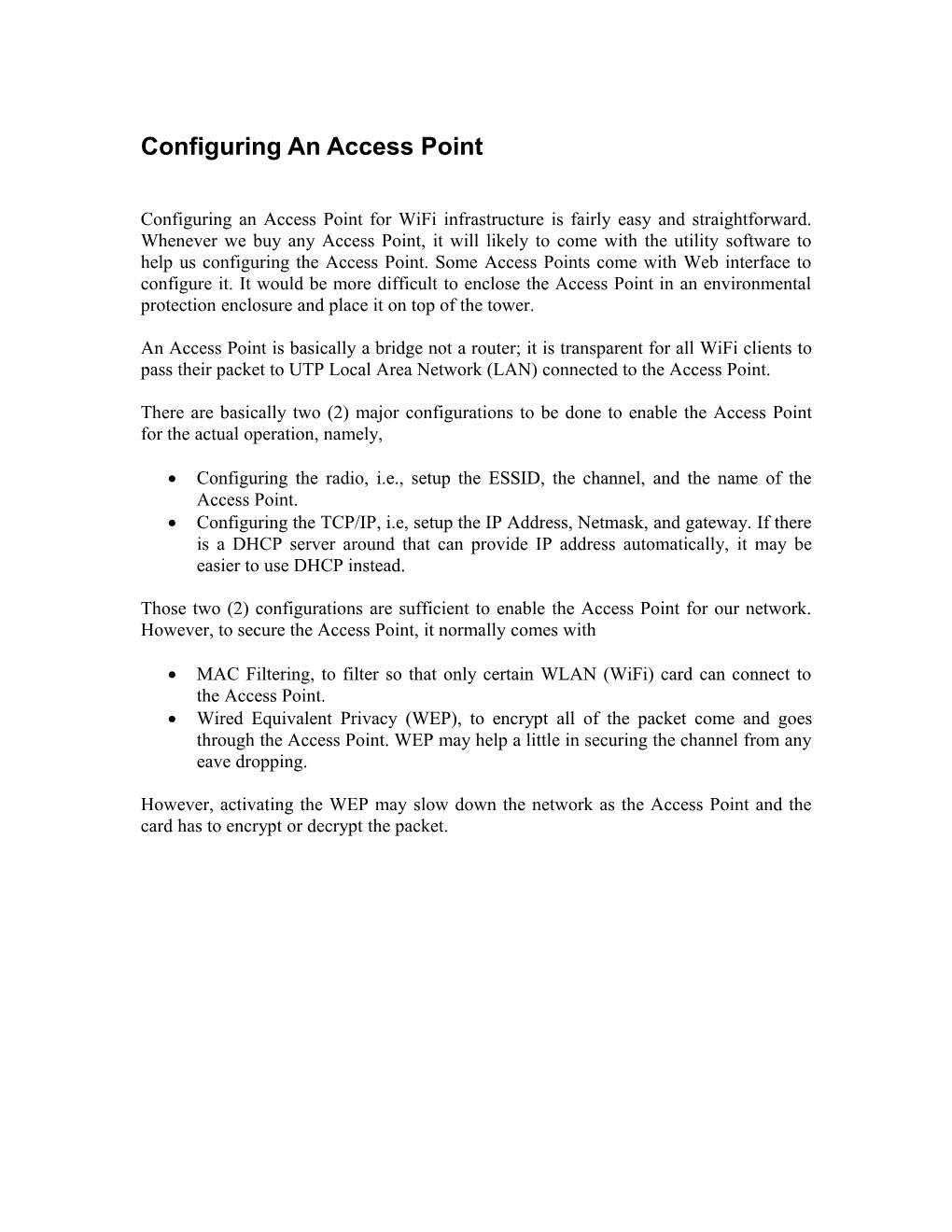 Configuring an Access Point