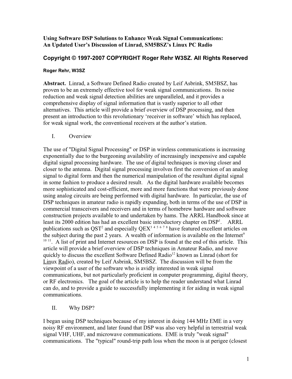 Using Software DSP Solutions to Enhance Weak Signal Communications