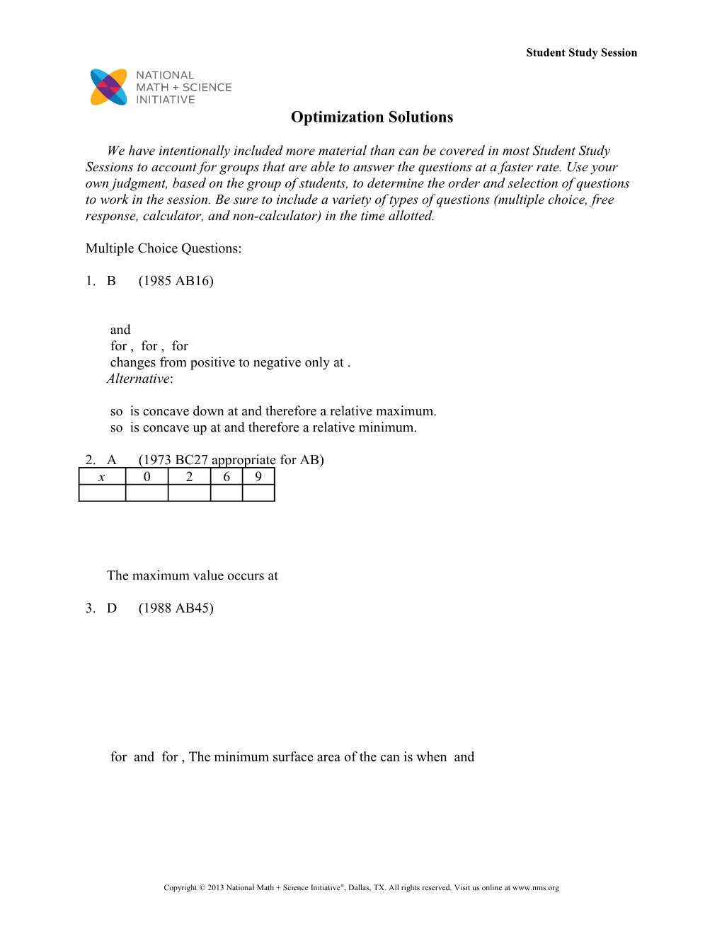 Optimization Solutions