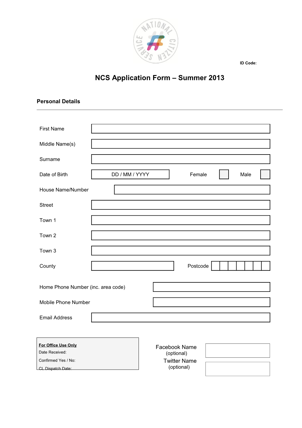 NCS Application Form