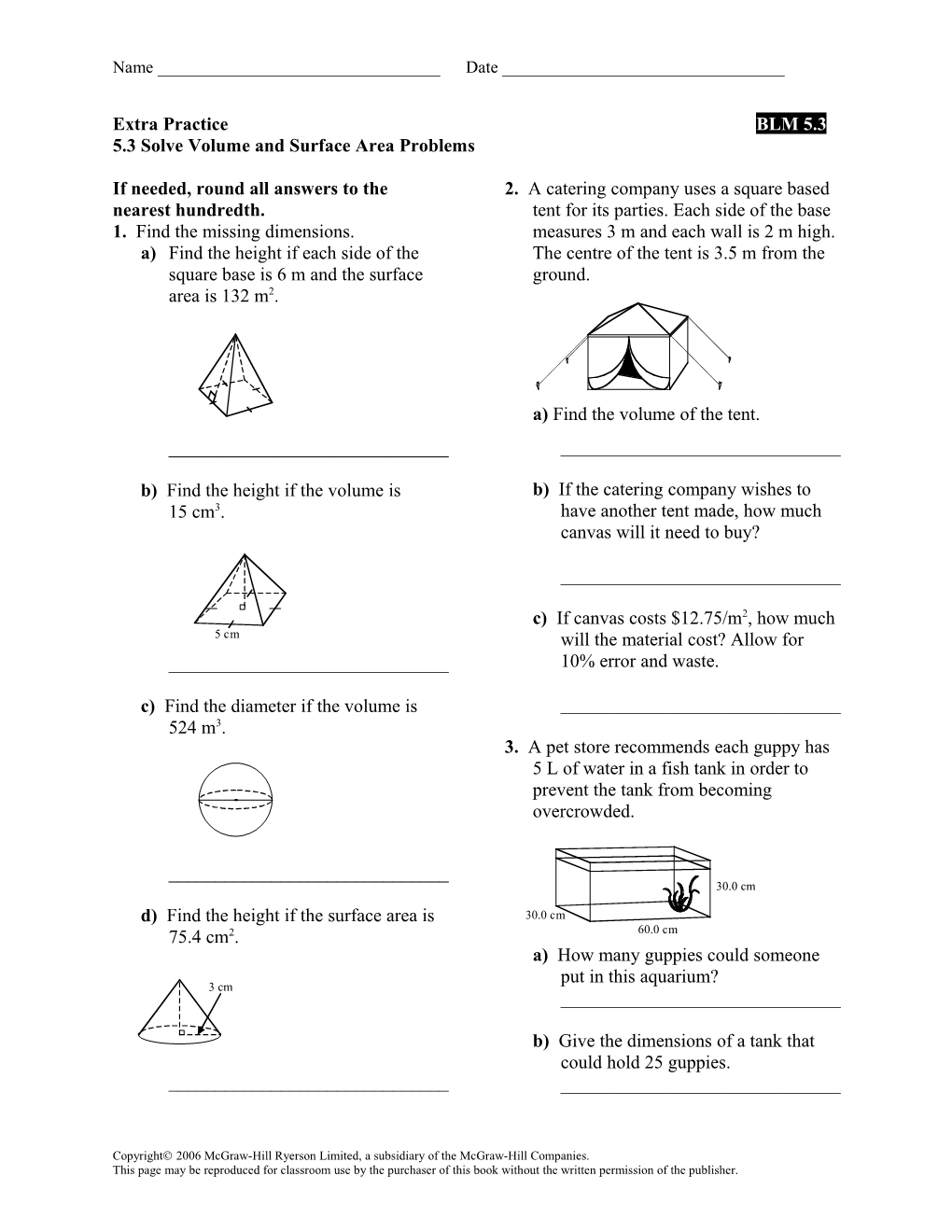 5.3 Solve Volume and Surface Area Problems