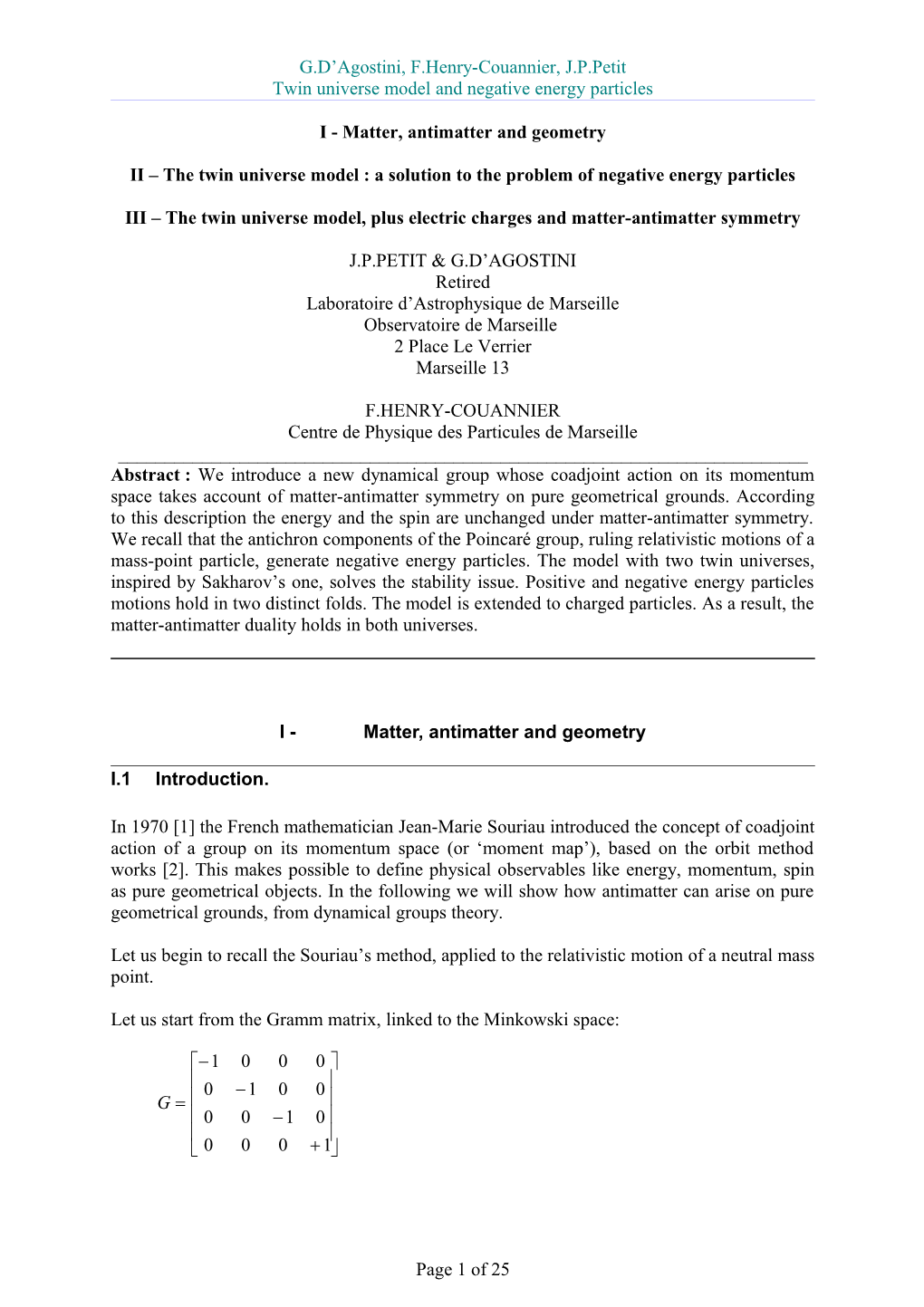 Twin Universe Model and Negative Energy Particles