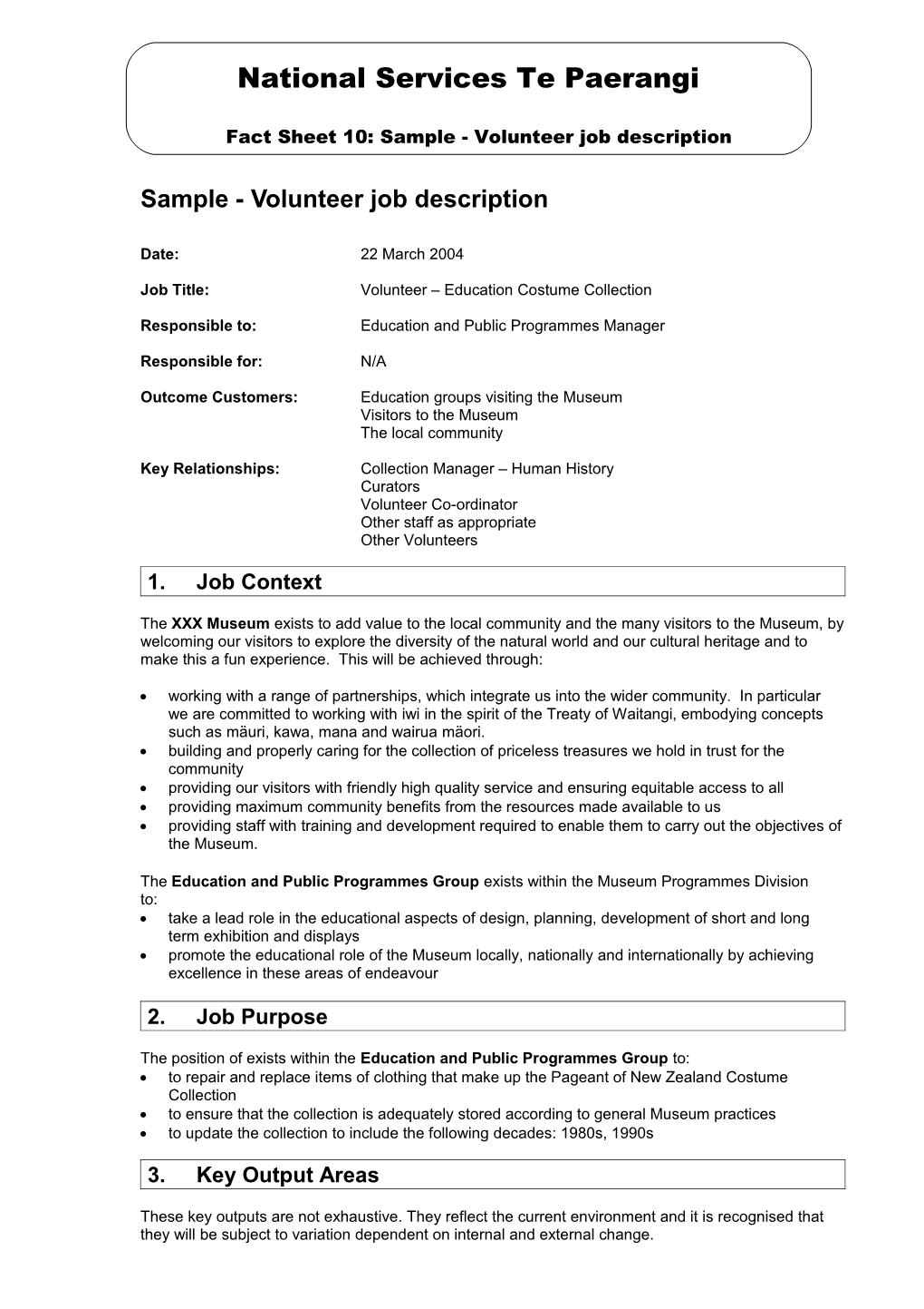 10 Sample - Volunteer Job Description