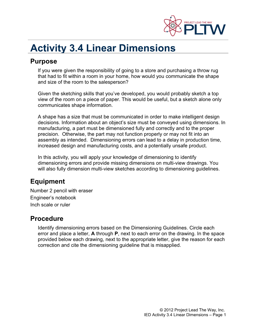 Activity 3.4 Linear Dimensions