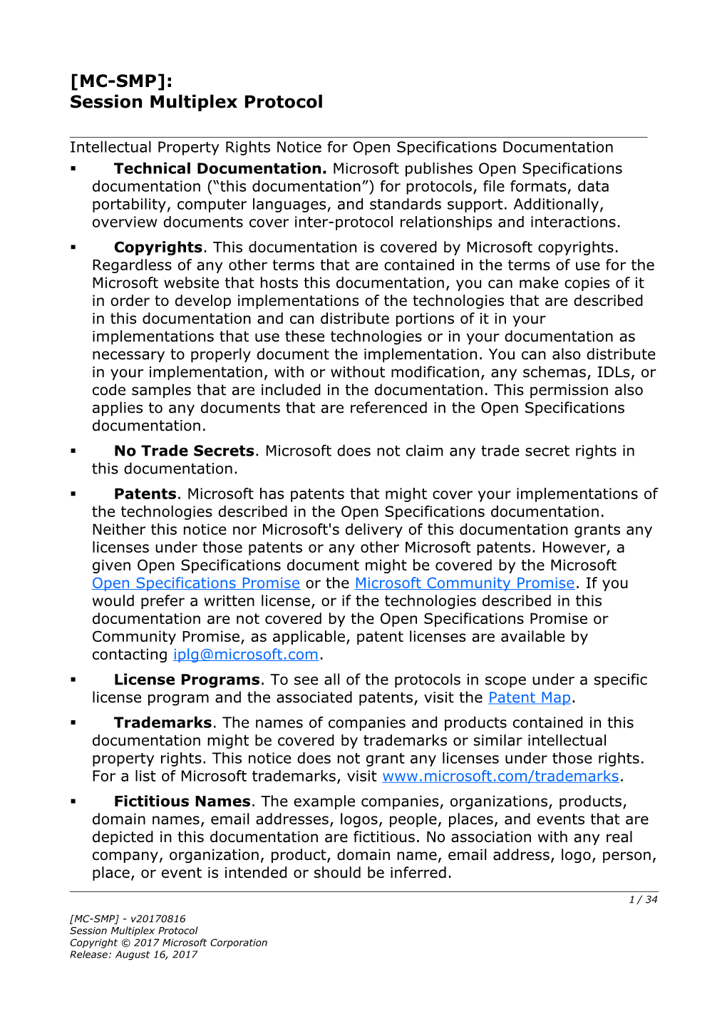 Session Multiplex Protocol