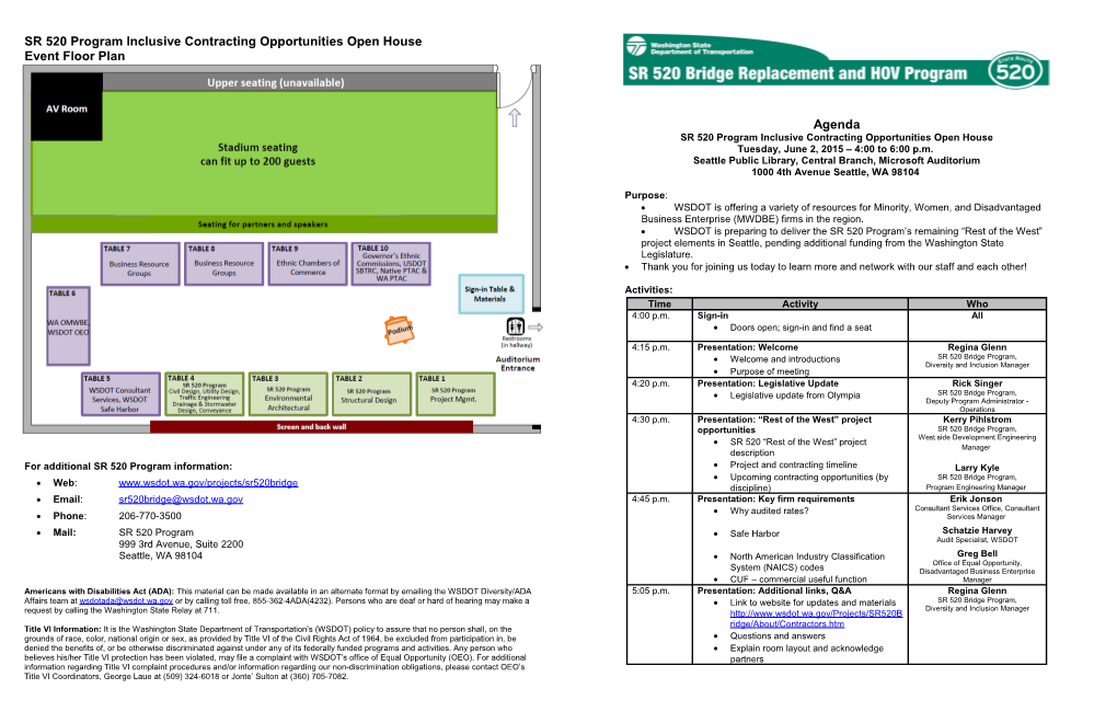 SR 520 Program Inclusive Contracting Opportunities Open House