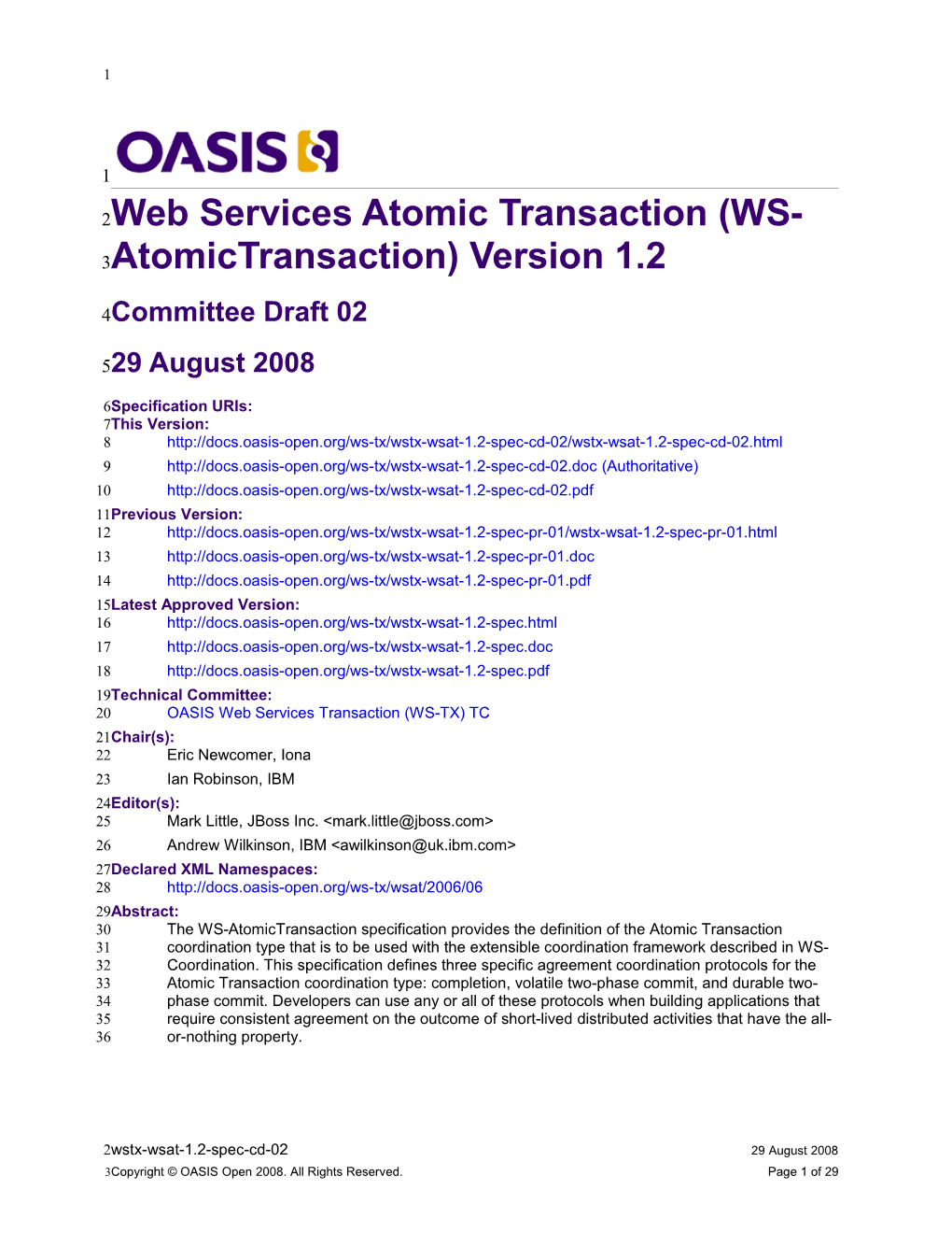 Web Services Atomic Transaction 1.1