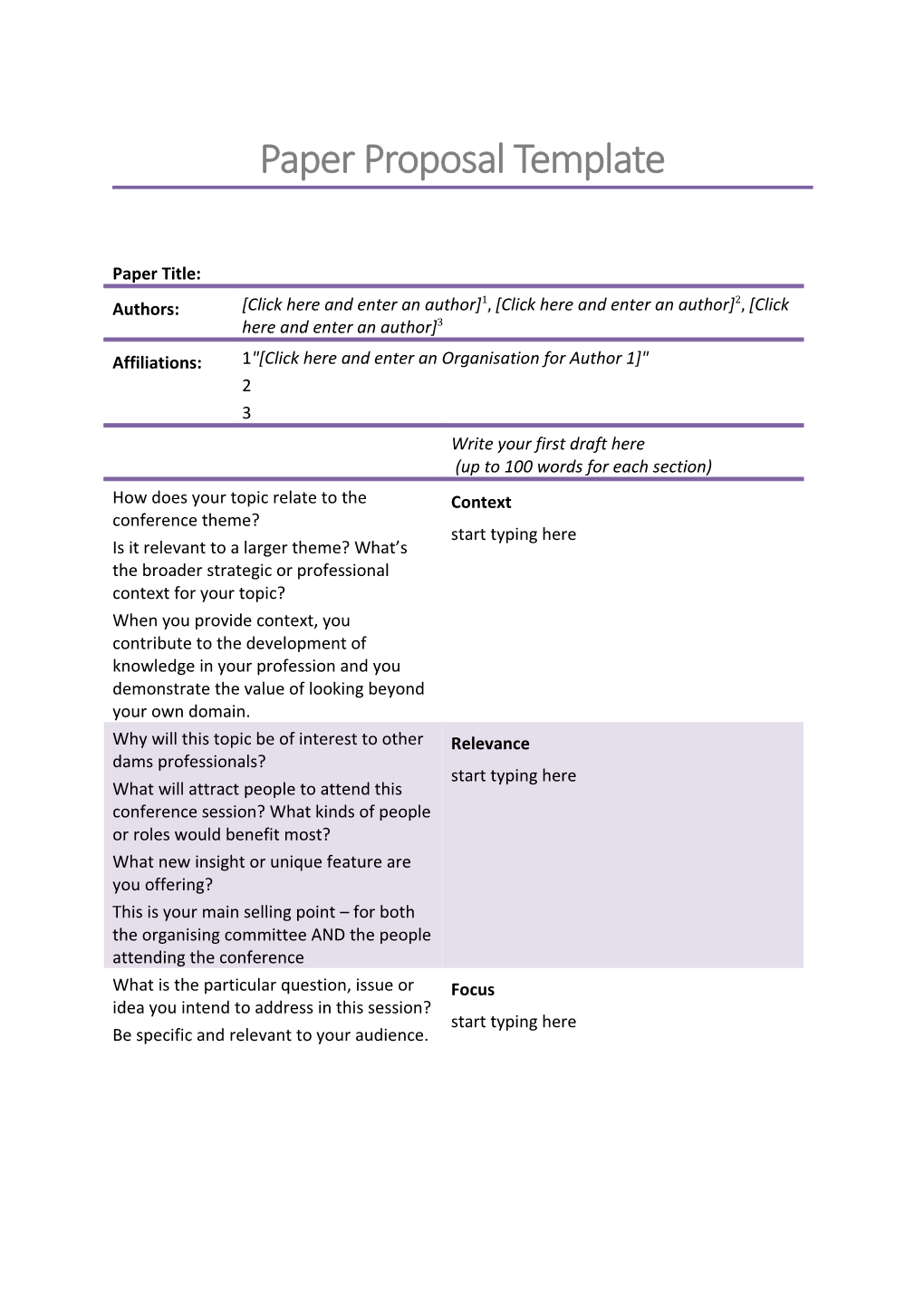 Paper Proposal Template
