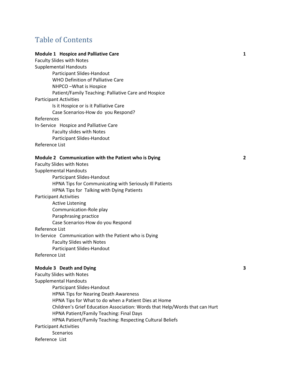 Module 1 Hospice and Palliative Care 1