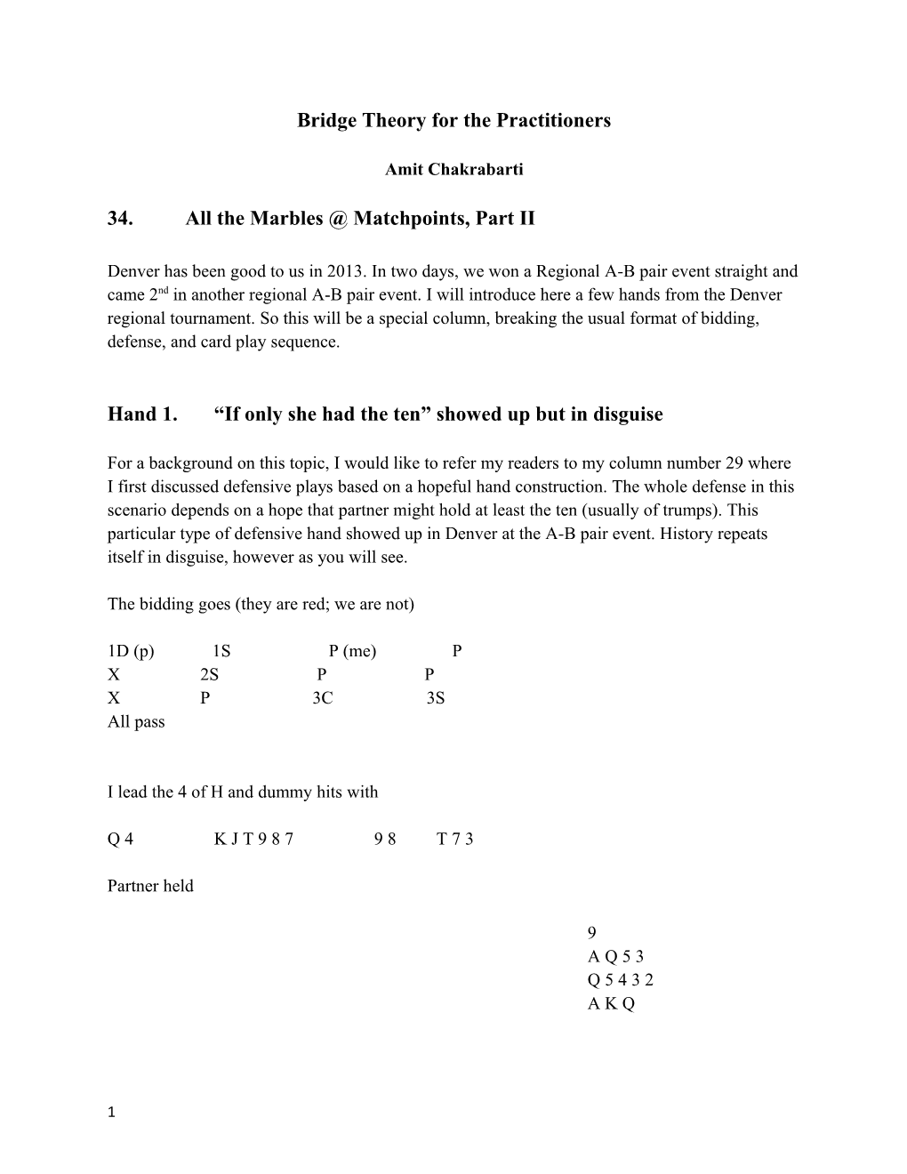 Bridge Theory for the Practitioners s1