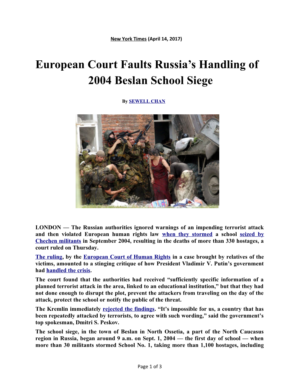 European Court Faults Russia S Handling Of