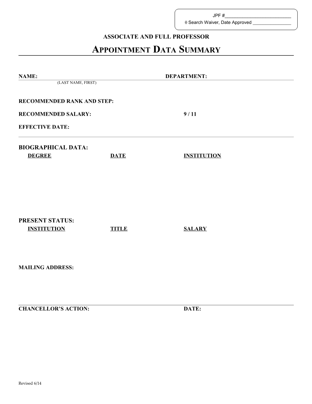 Special Off Scale Salary Adjustment