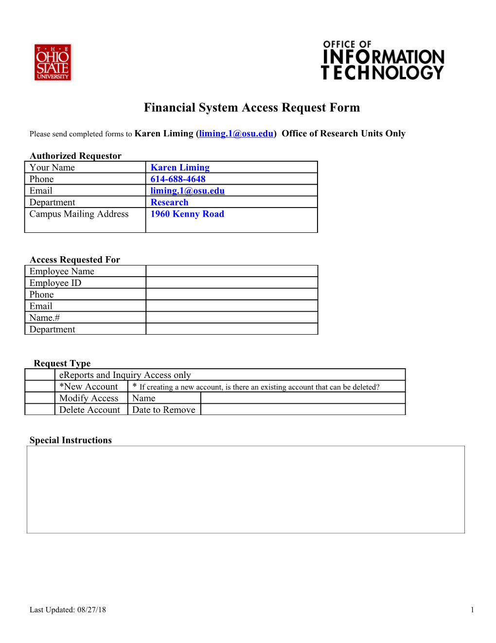 Integrated Security Form