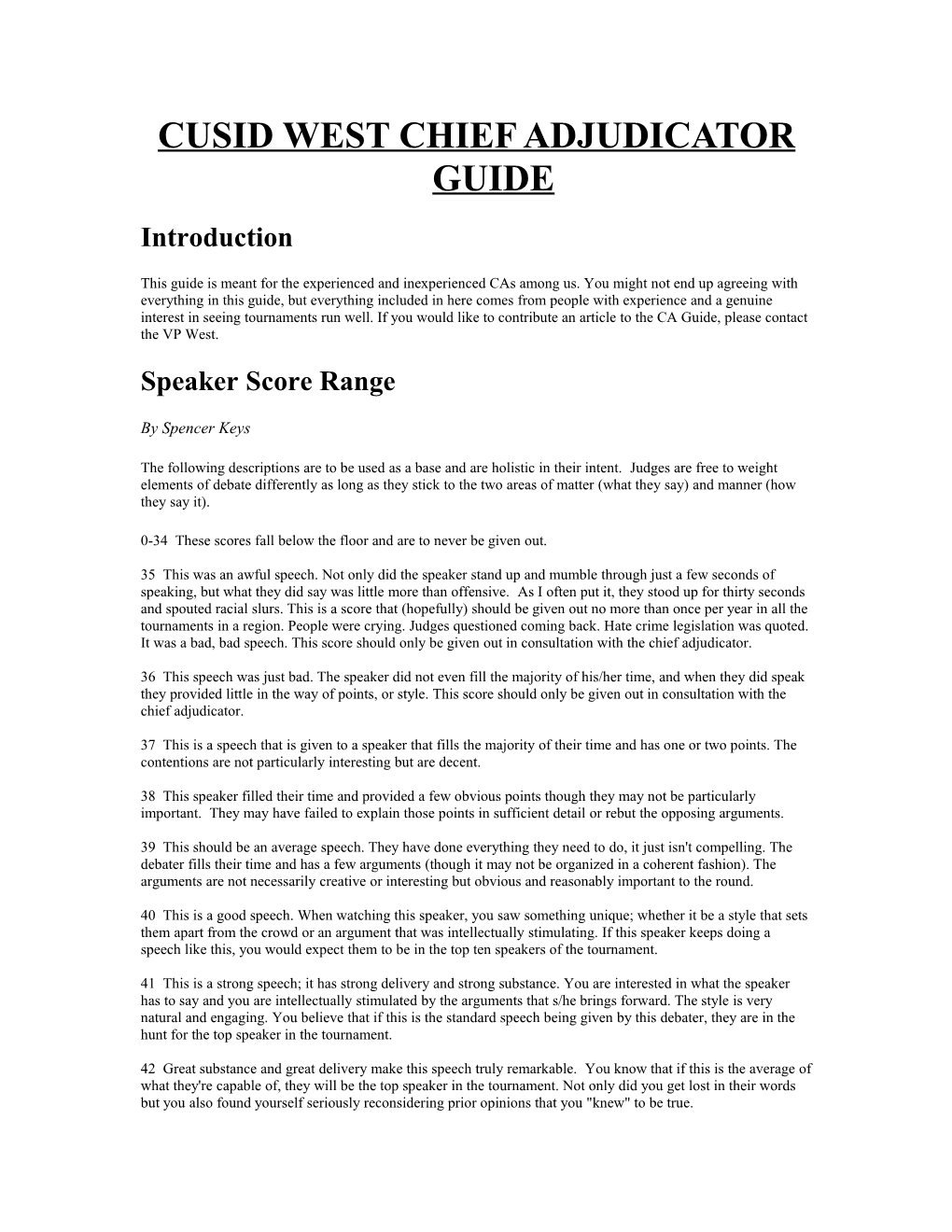 Cusid West Chief Adjudicator Guide