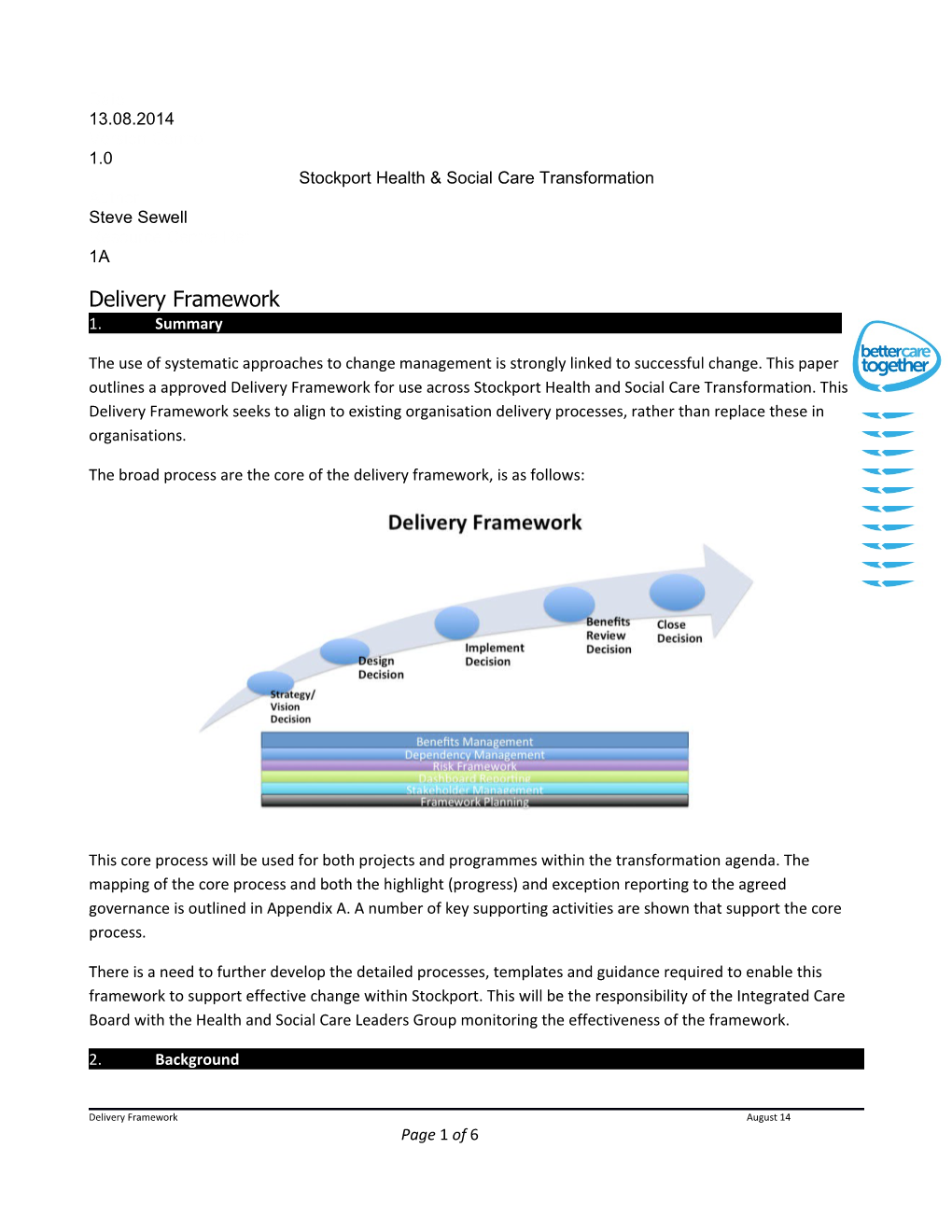 The Broad Process Are the Core of the Delivery Framework, Is As Follows