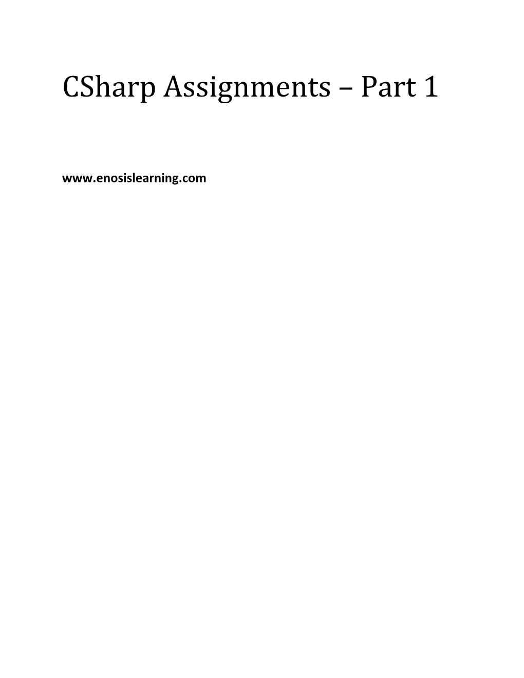 Csharp Assignments Part 1