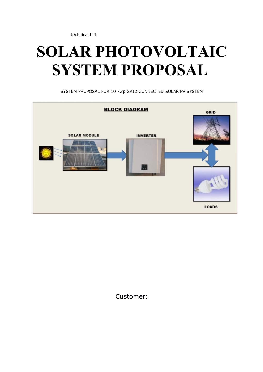 SYSTEM PROPOSAL for 10 Kwp GRID CONNECTED SOLAR PV SYSTEM