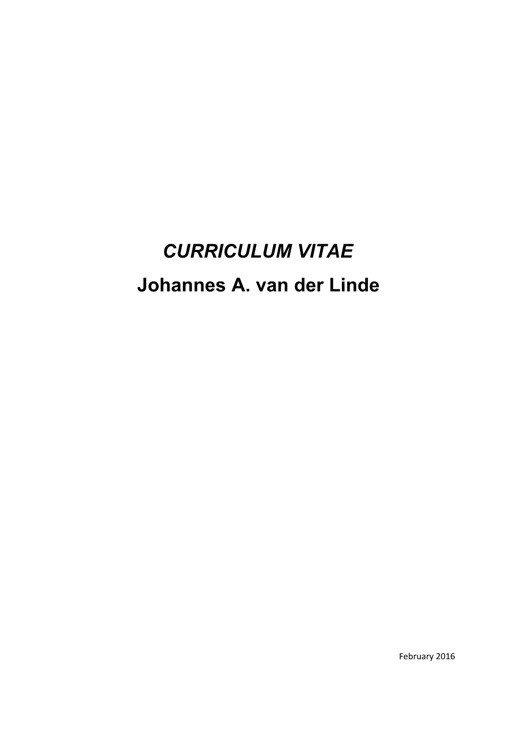 Johannes A. Van Der Linde