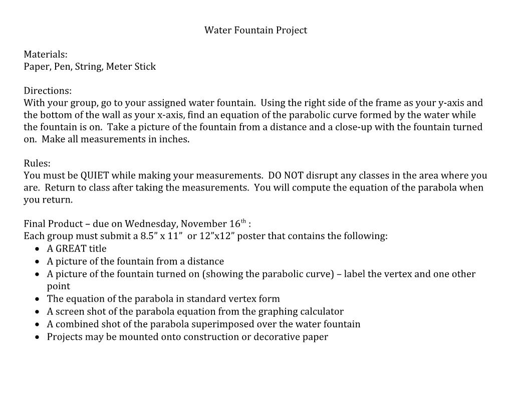 Water Fountain Project