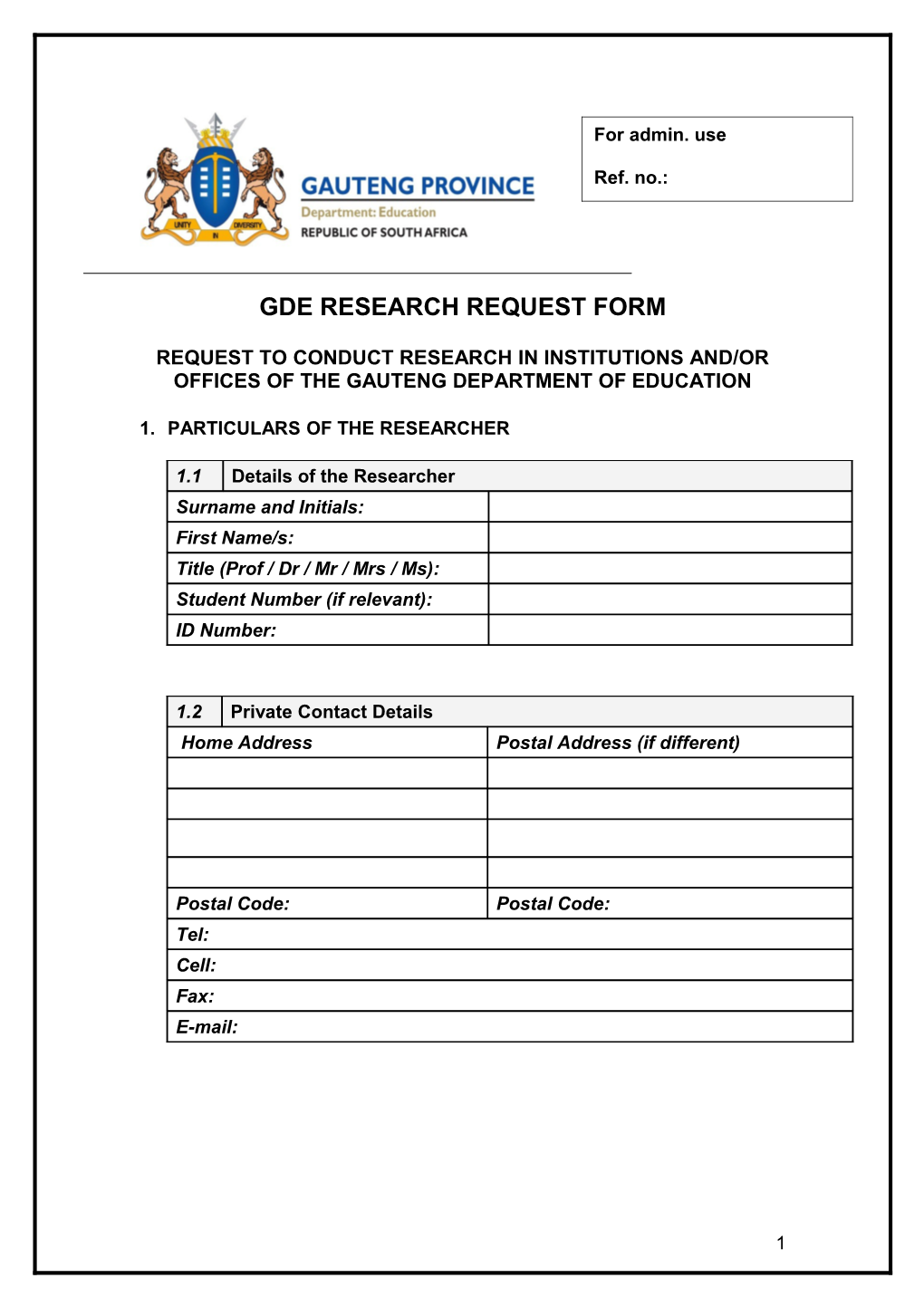 Research Requets Form