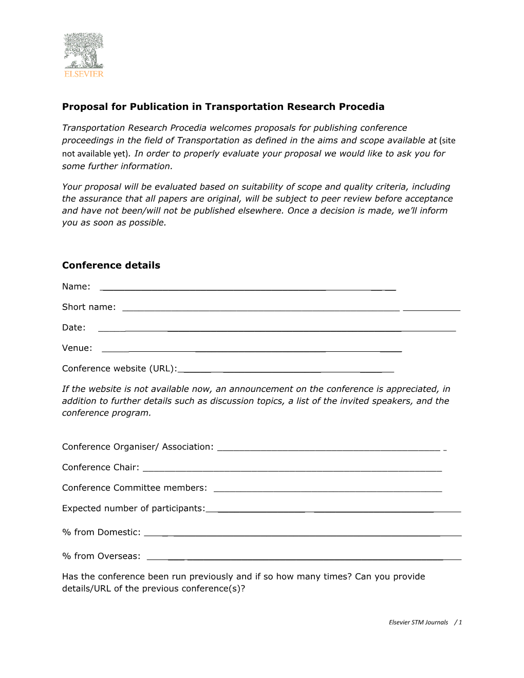 Proposal for Publication in Transportation Research Procedia