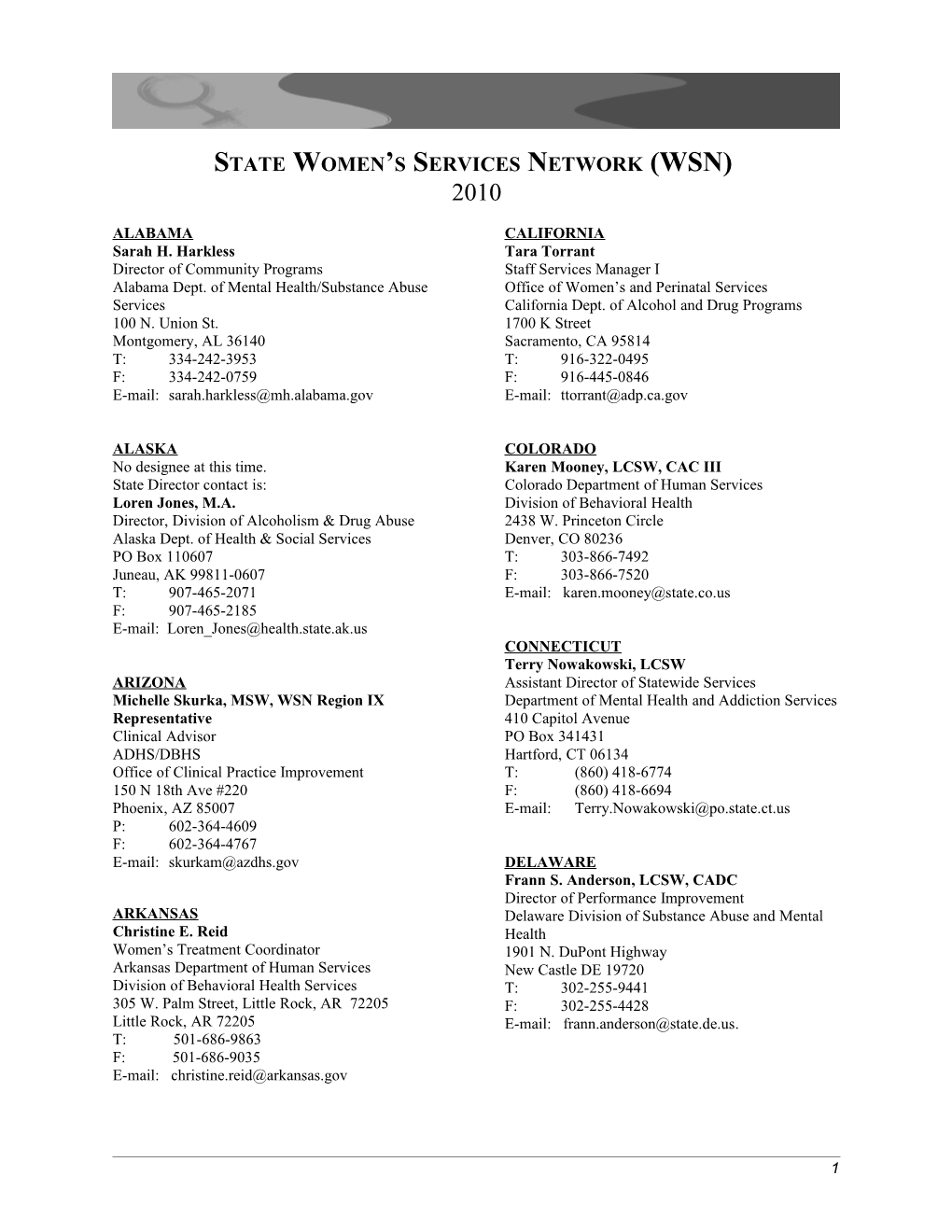 State Women S Services Network (Wsn)