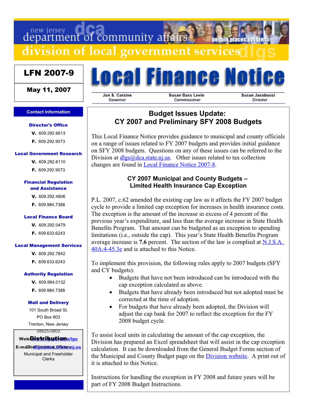 Local Finance Notice 2007-9 May 11, 2007 Page 2