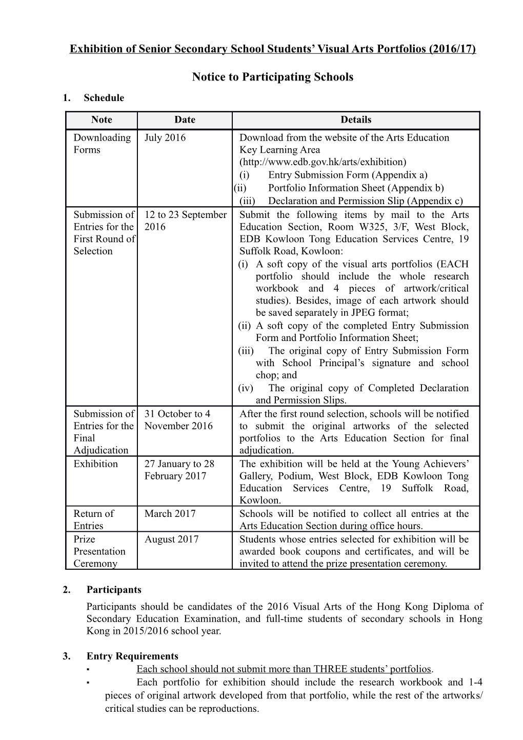 Education and Manpower Bureau Circular Memorandum No