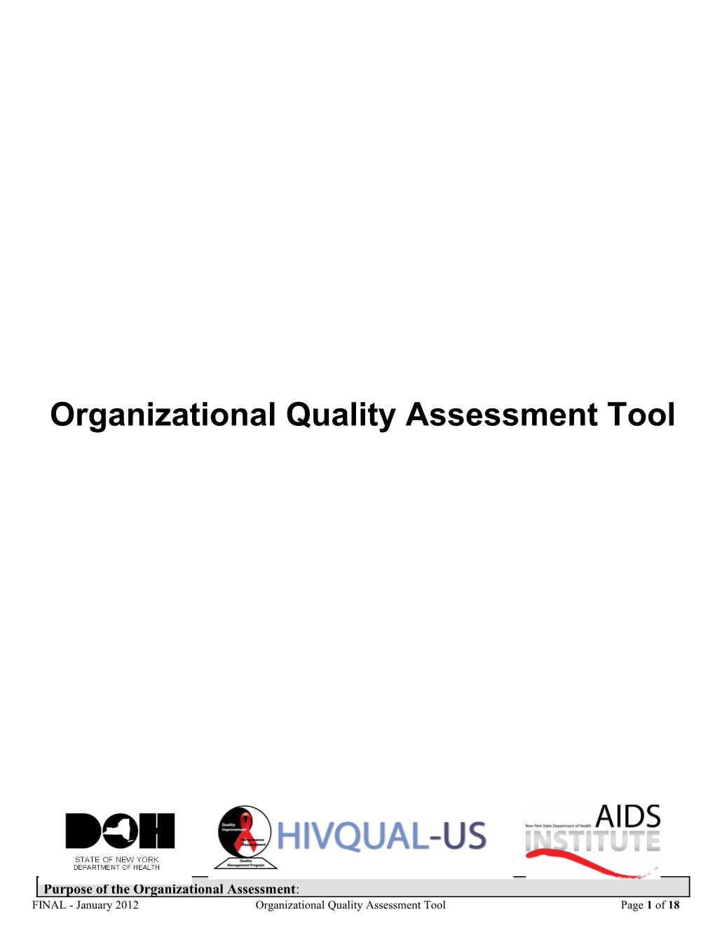 Organizational Quality Assessment Tool