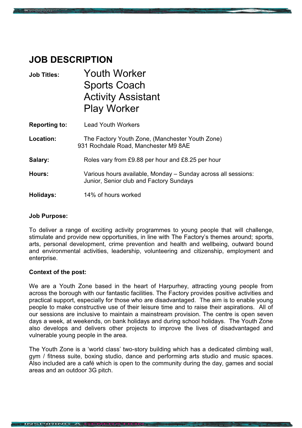 Job Titles: Youth Worker