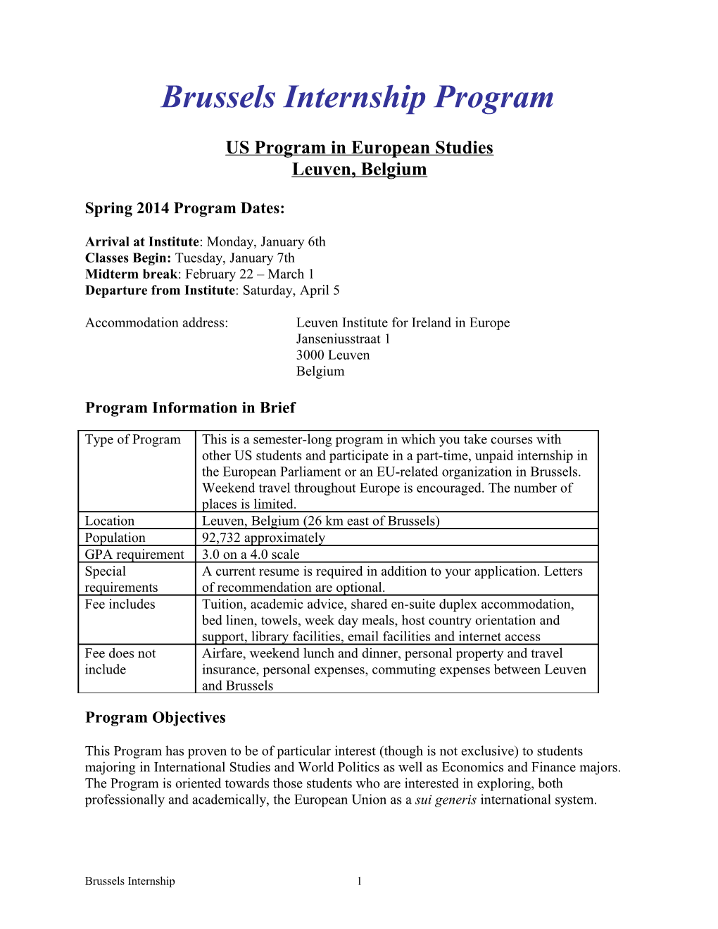 US Programme in European Studies