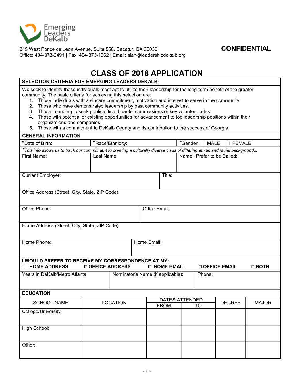 Leadership Dekalb Application