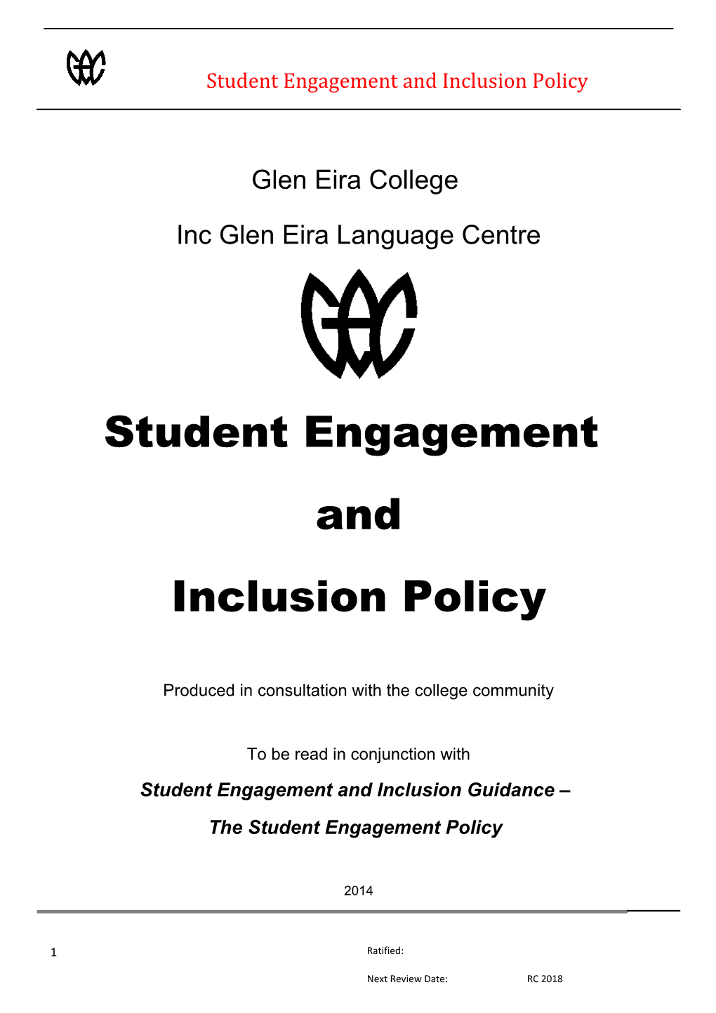 Student Engagement and Inclusion Policy