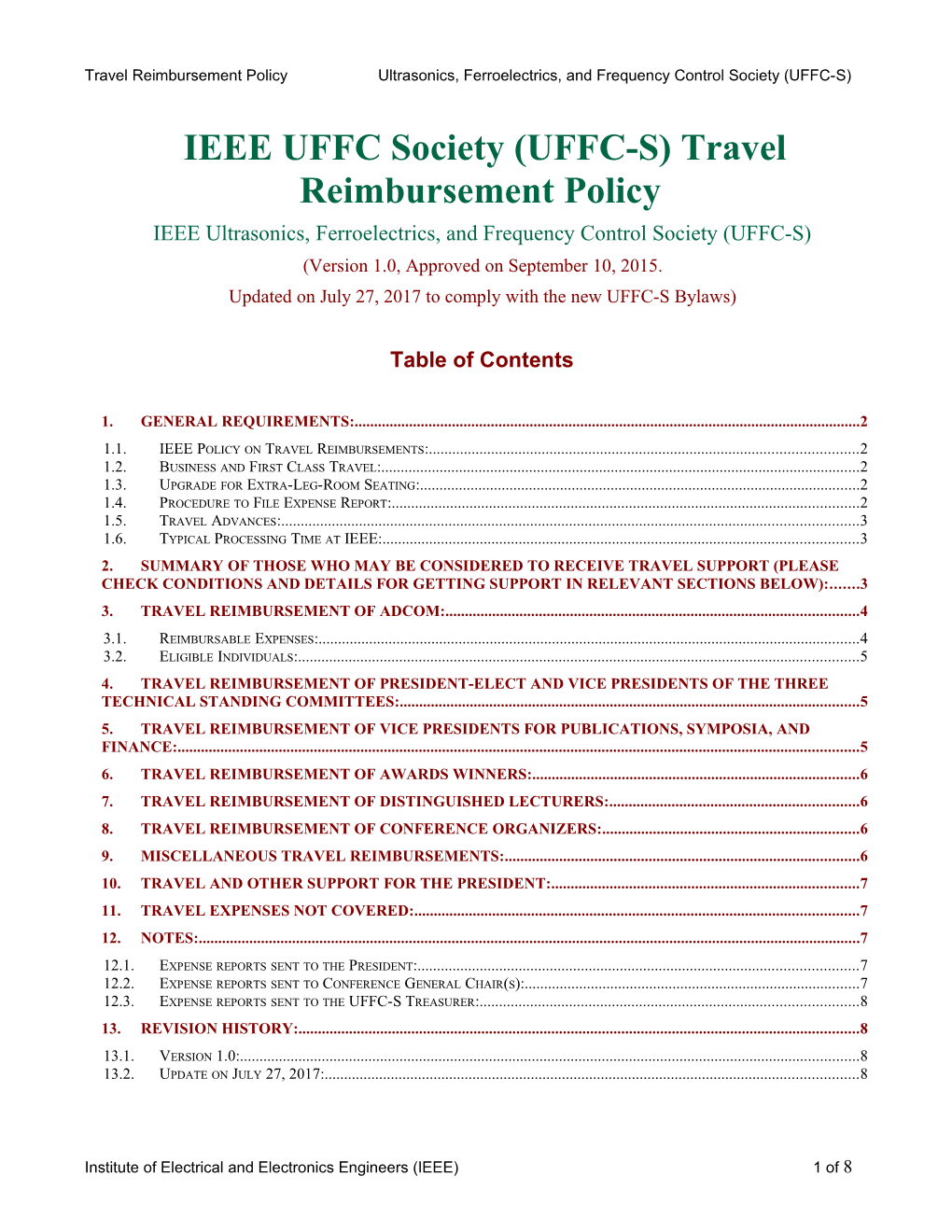 Travel Reimbursement Policy