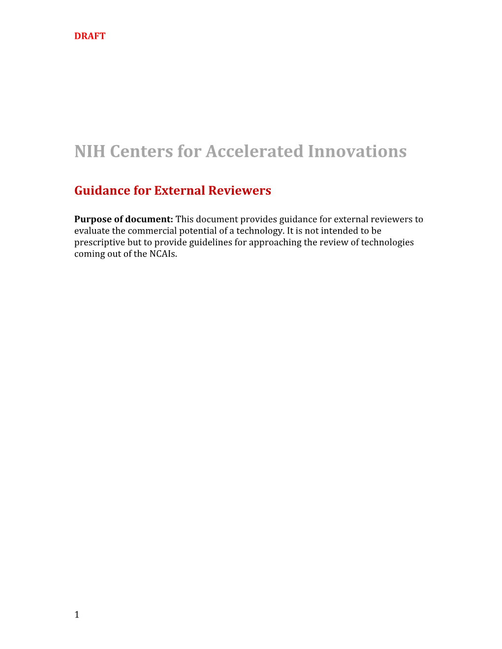 NIH Centers for Accelerated Innovations