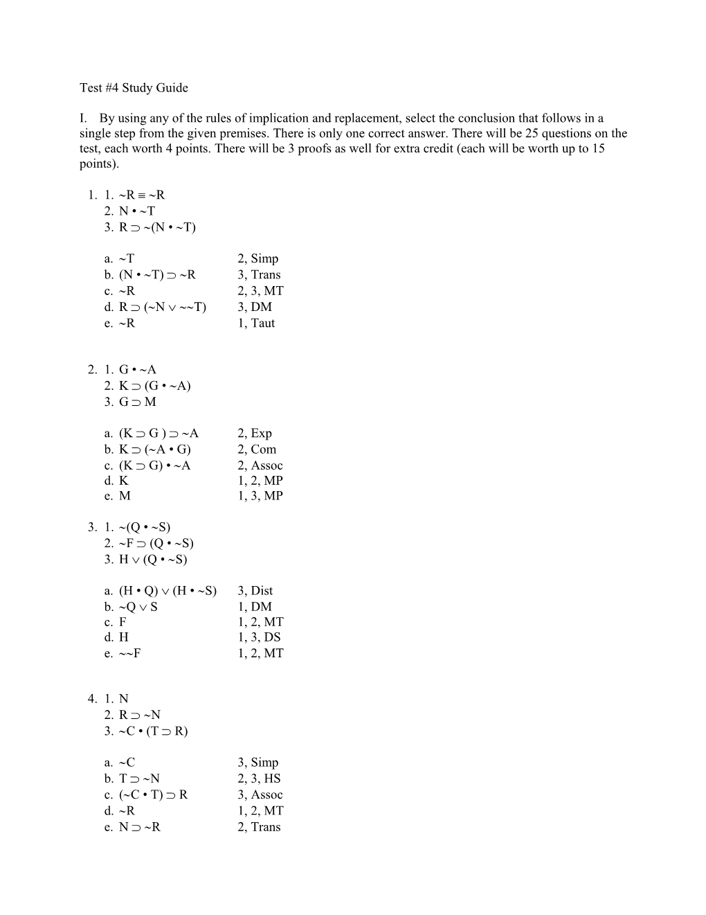 Test #4 Study Guide