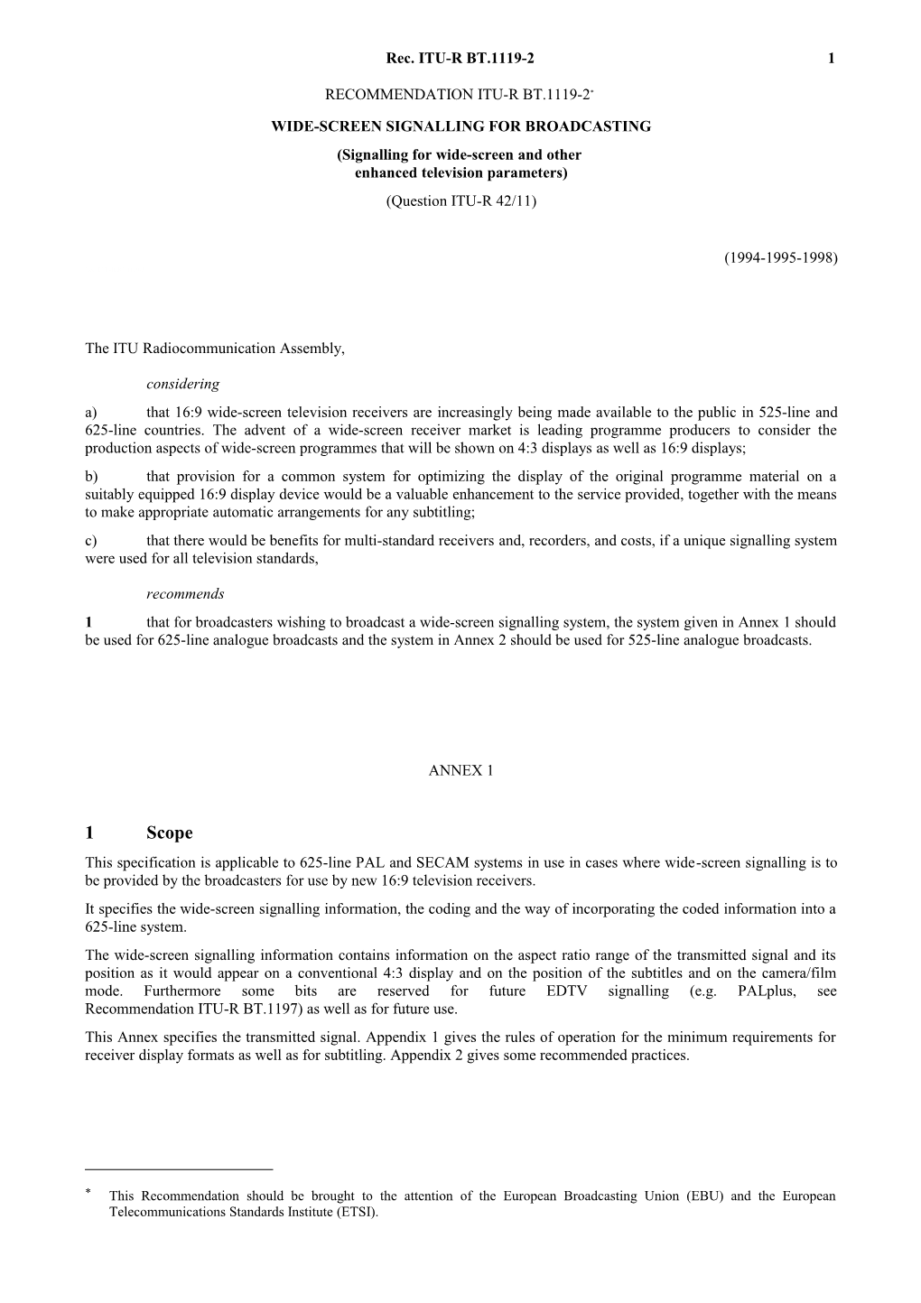 BT.1119-2 - Wide-Screen Signalling for Broadcasting