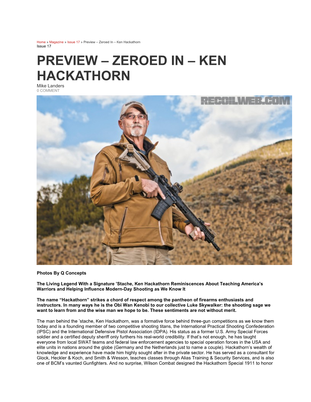 Home Magazine Issue 17 Preview Zeroed in Ken Hackathorn