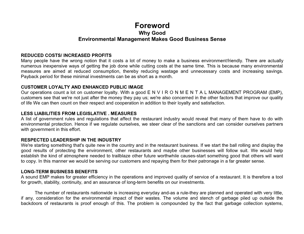 Environmental Management Makes Good Business Sense