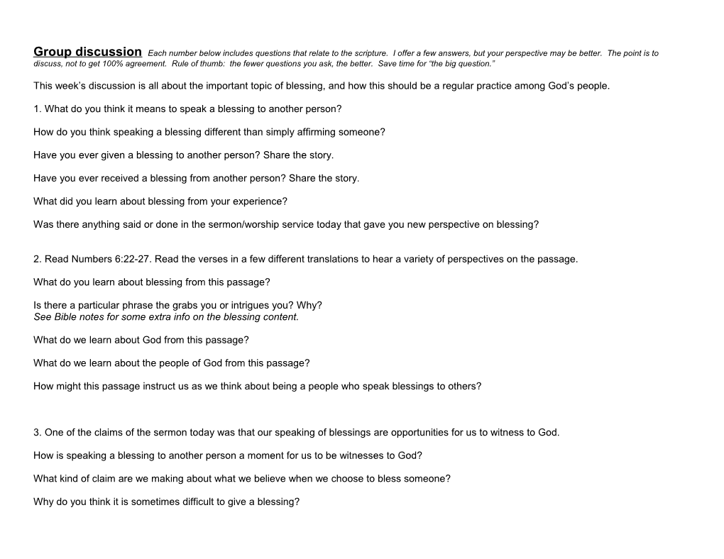1. What Do You Think It Means to Speak a Blessing to Another Person?