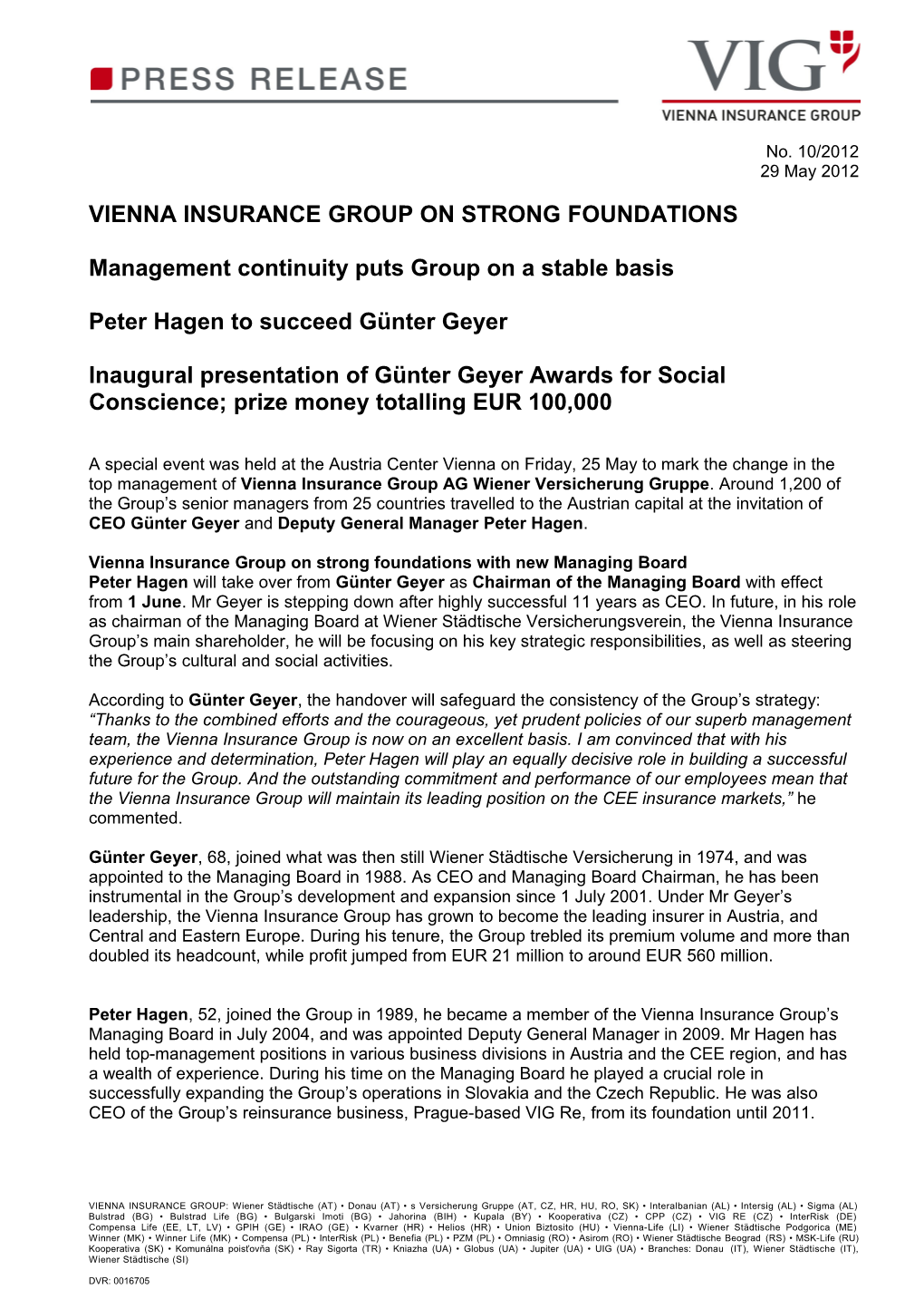 Vienna Insurance Group on STRONG Foundations