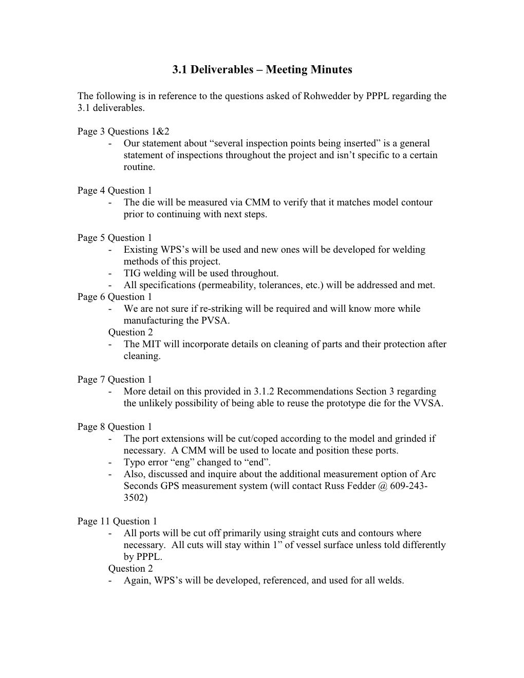 3.1 Deliverables Meeting Minutes