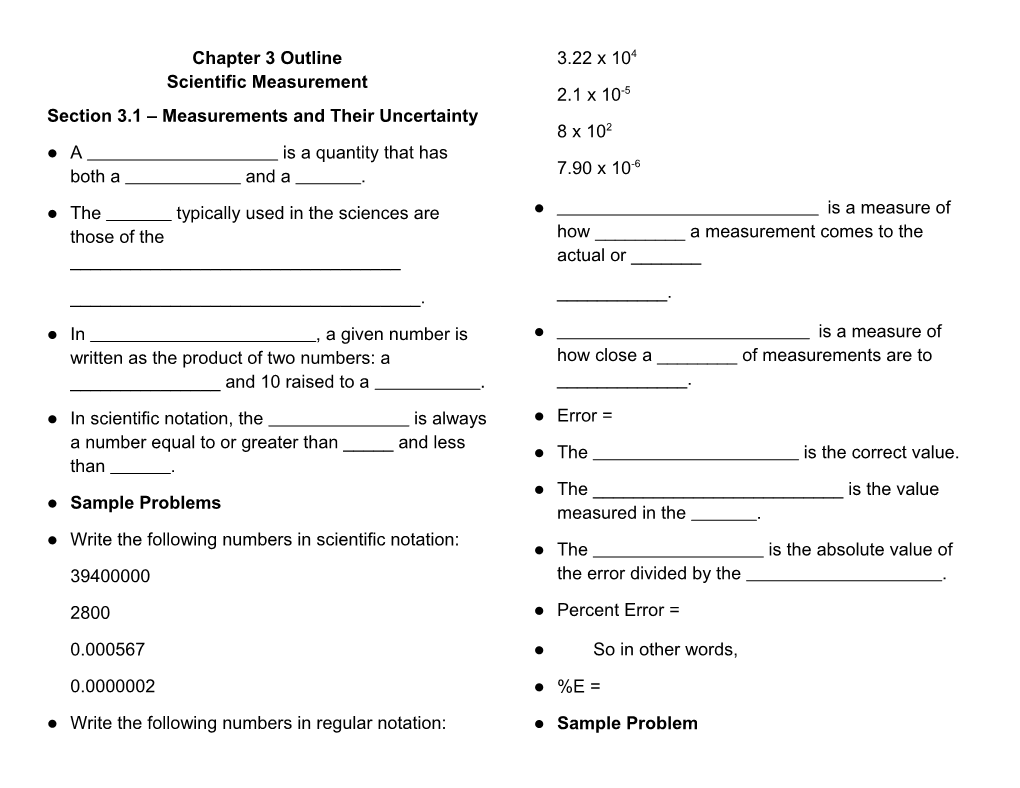 Section 3.1 Measurements and Their Uncertainty