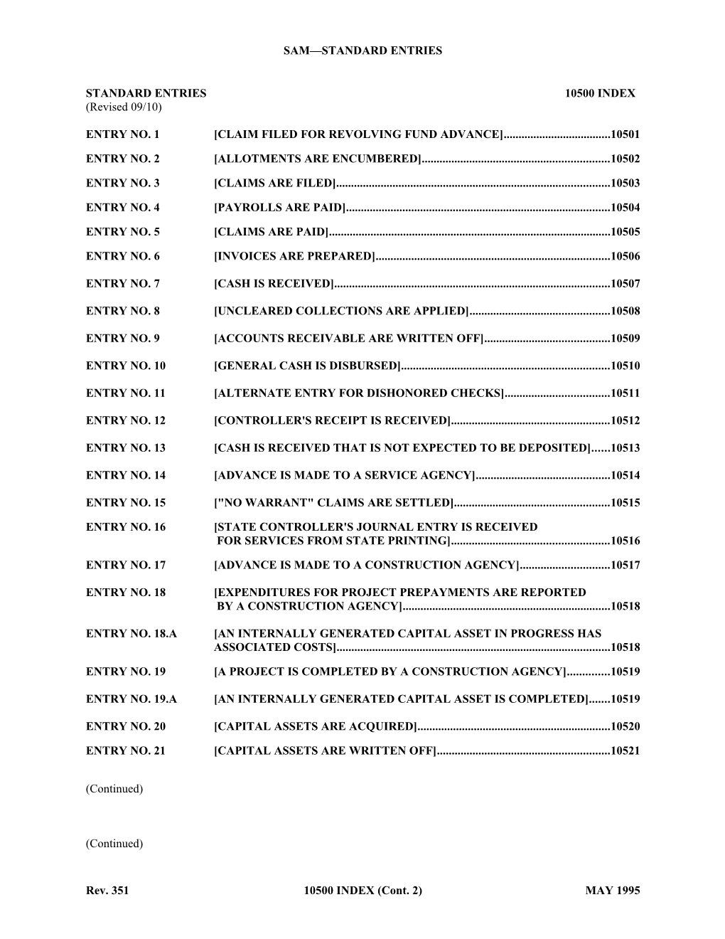 Entry No. 1 Claim Filed for Revolving Fund Advance 10501